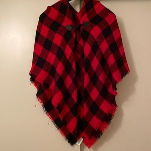 west loop buffalo plaid poncho